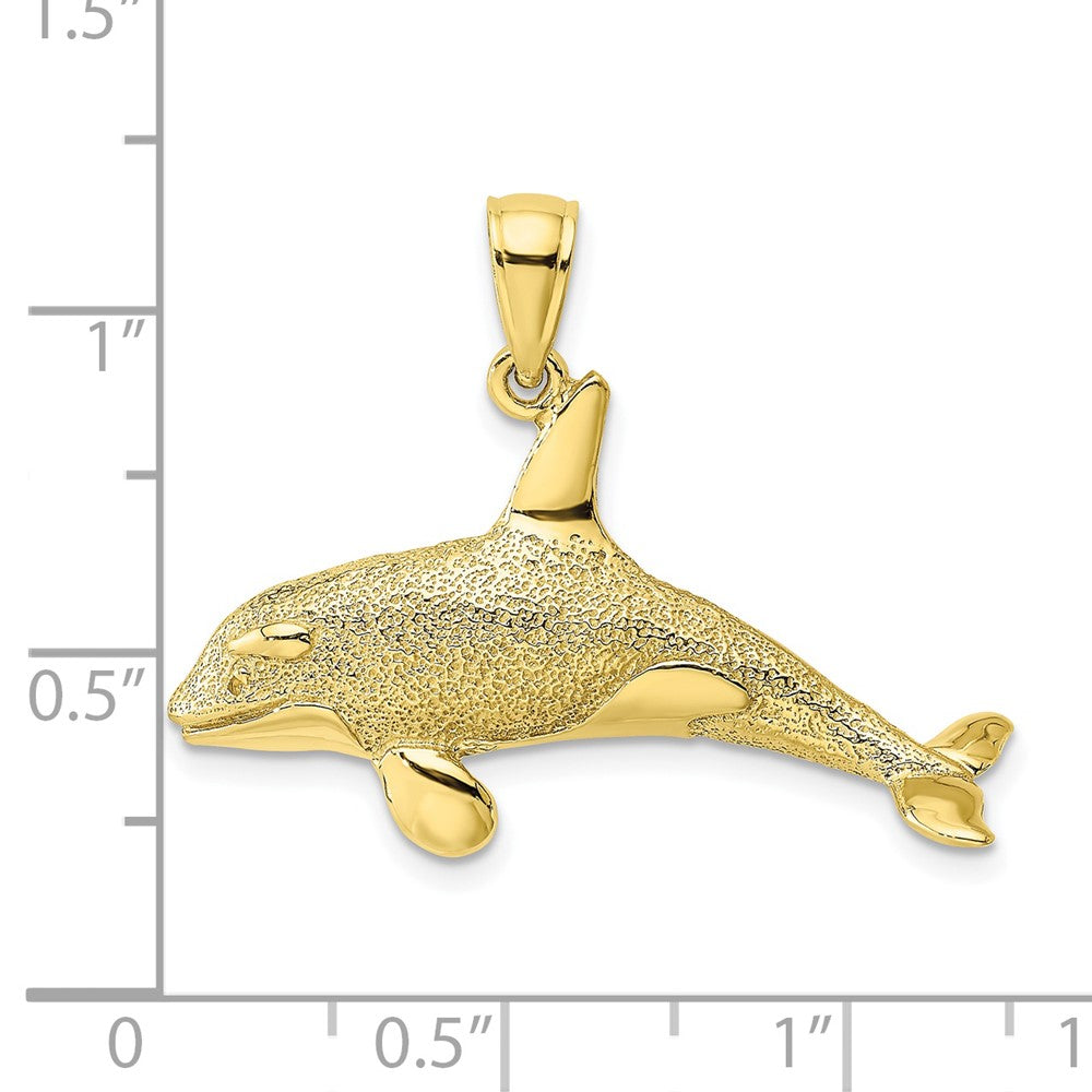 FJC Finejewelers 10 kt Yellow Gold 2-D Textured Killer Whale Charm 11 x 30 mm