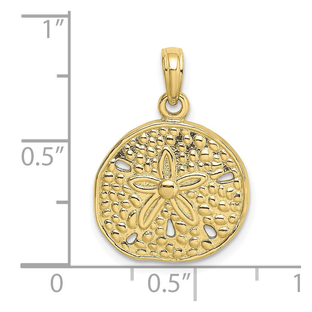 FJC Finejewelers 10 kt Yellow Gold 2-D Cut-Out Sand Dollar Charm 15 x 16 mm