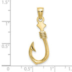 FJC Finejewelers 10 kt Yellow Gold 3-D Large Fish Hook with Rope Charm 34 x 12 mm