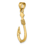 FJC Finejewelers 10 kt Yellow Gold 3-D Large Fish Hook with Rope Charm 34 x 12 mm