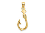 FJC Finejewelers 10 kt Yellow Gold 3-D Large Fish Hook with Rope Charm 34 x 12 mm