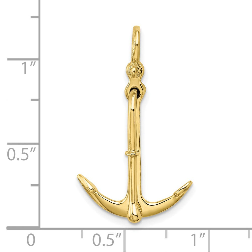 FJC Finejewelers 10 kt Yellow Gold 3-D Polished Anchor 2 Piece and Moveable Charm 37 x 17 mm