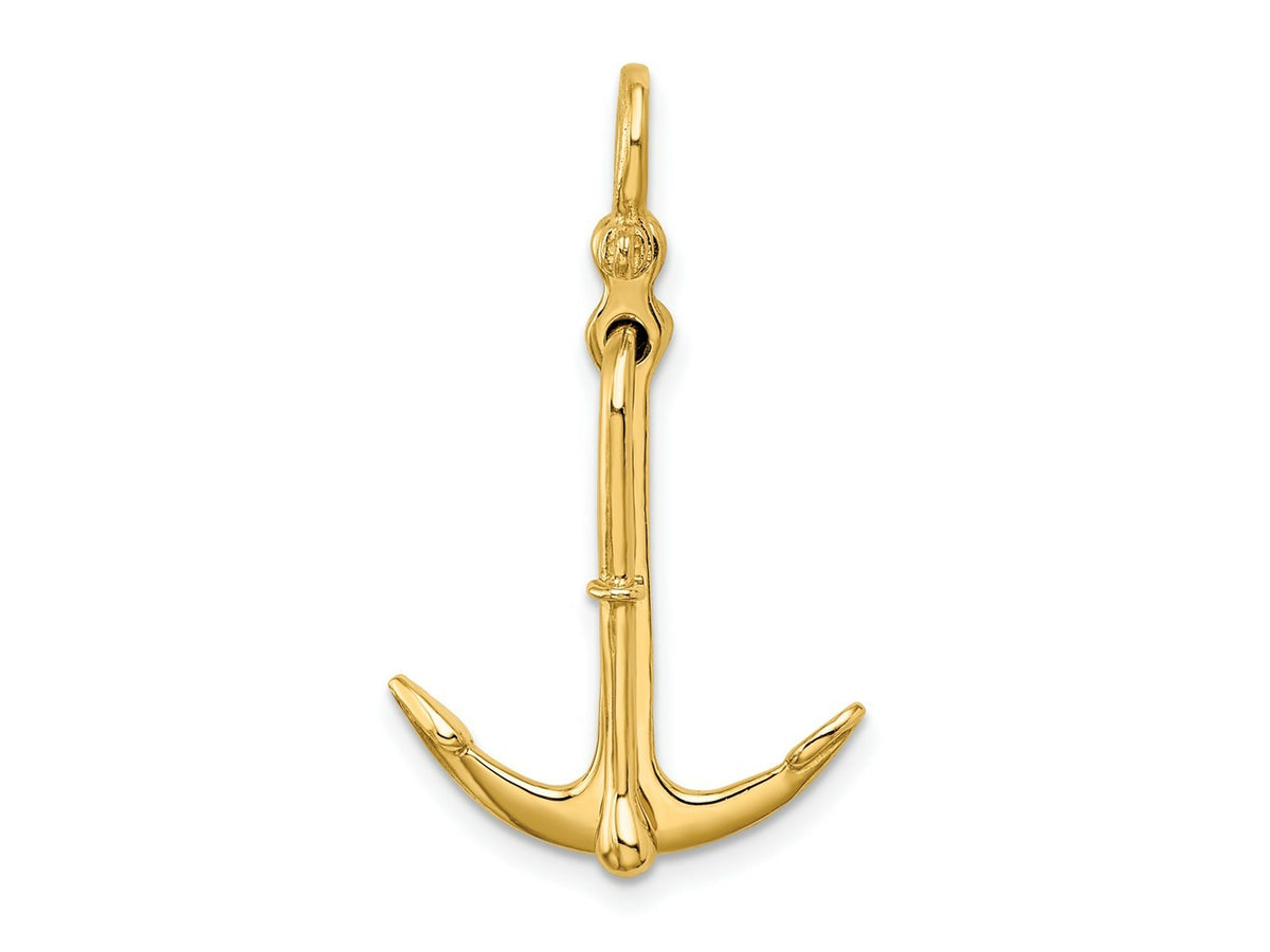 FJC Finejewelers 10 kt Yellow Gold 3-D Polished Anchor 2 Piece and Moveable Charm 37 x 17 mm
