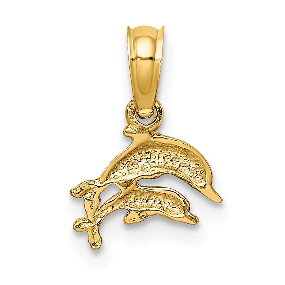 FJC Finejewelers 10 kt Yellow Gold 2-D Mini Double Dolphins Swimming Charm 6 x 9 mm