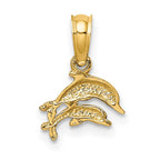 FJC Finejewelers 10 kt Yellow Gold 2-D Mini Double Dolphins Swimming Charm 6 x 9 mm