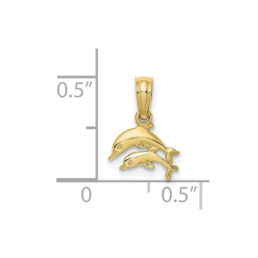 FJC Finejewelers 10 kt Yellow Gold 2-D Mini Double Dolphins Swimming Charm 6 x 9 mm