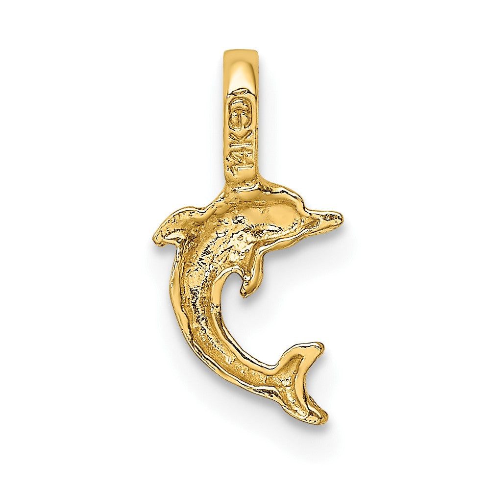 FJC Finejewelers 10 kt Yellow Gold Mini Jumping Dolphin with Fixed Bail Charm 13 x 7 mm