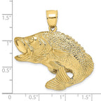 FJC Finejewelers 10 kt Yellow Gold 2-D Bass Fish Jumping Charm 26 x 36 mm