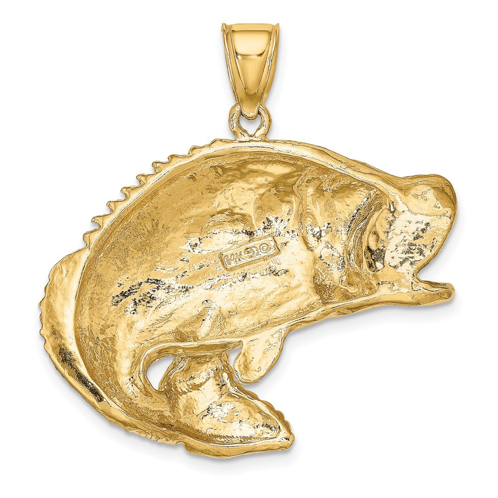 FJC Finejewelers 10 kt Yellow Gold 2-D Bass Fish Jumping Charm 26 x 36 mm