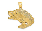 FJC Finejewelers 10 kt Yellow Gold 2-D Bass Fish Jumping Charm 26 x 36 mm