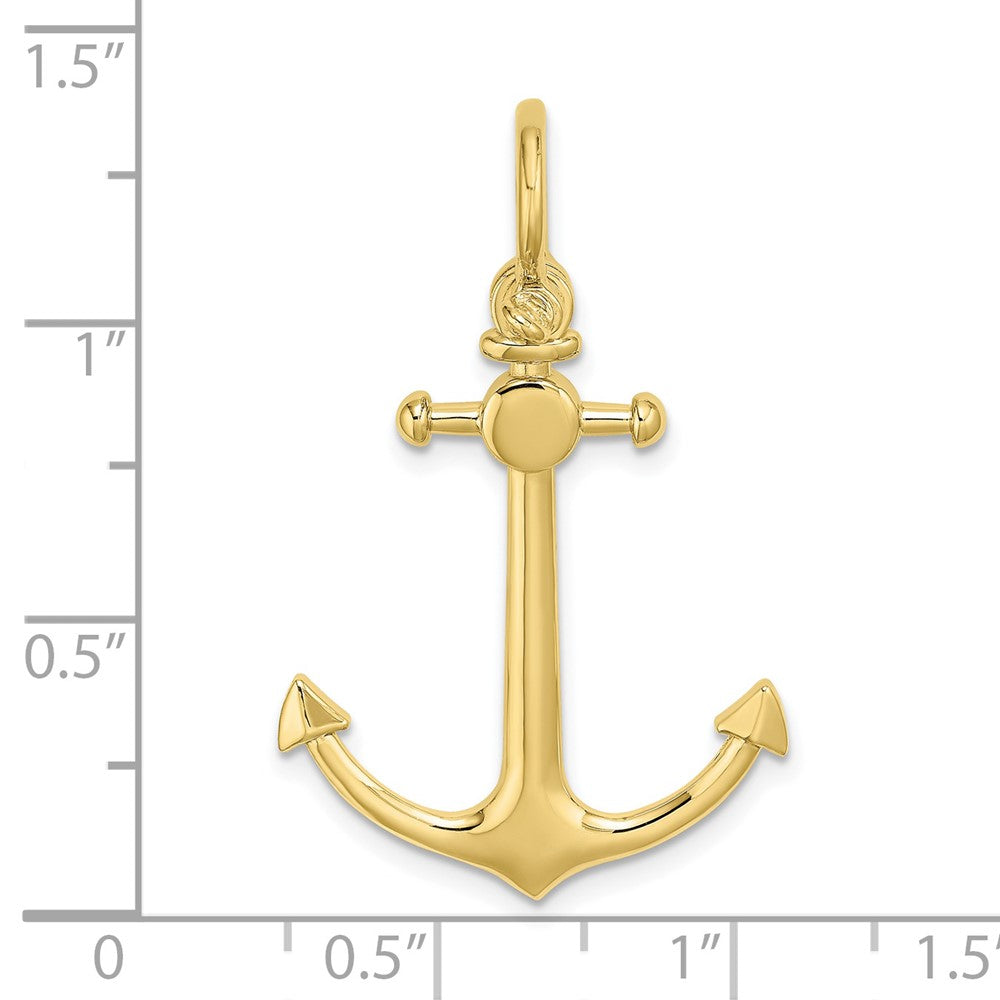 FJC Finejewelers 10 kt Yellow Gold 3-D Small Anchor with Shackle Bail Charm 37 x 22 mm