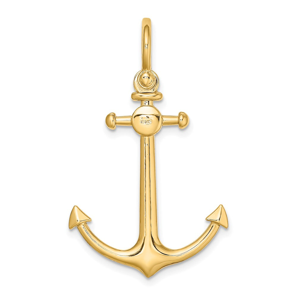 FJC Finejewelers 10 kt Yellow Gold 3-D Small Anchor with Shackle Bail Charm 37 x 22 mm