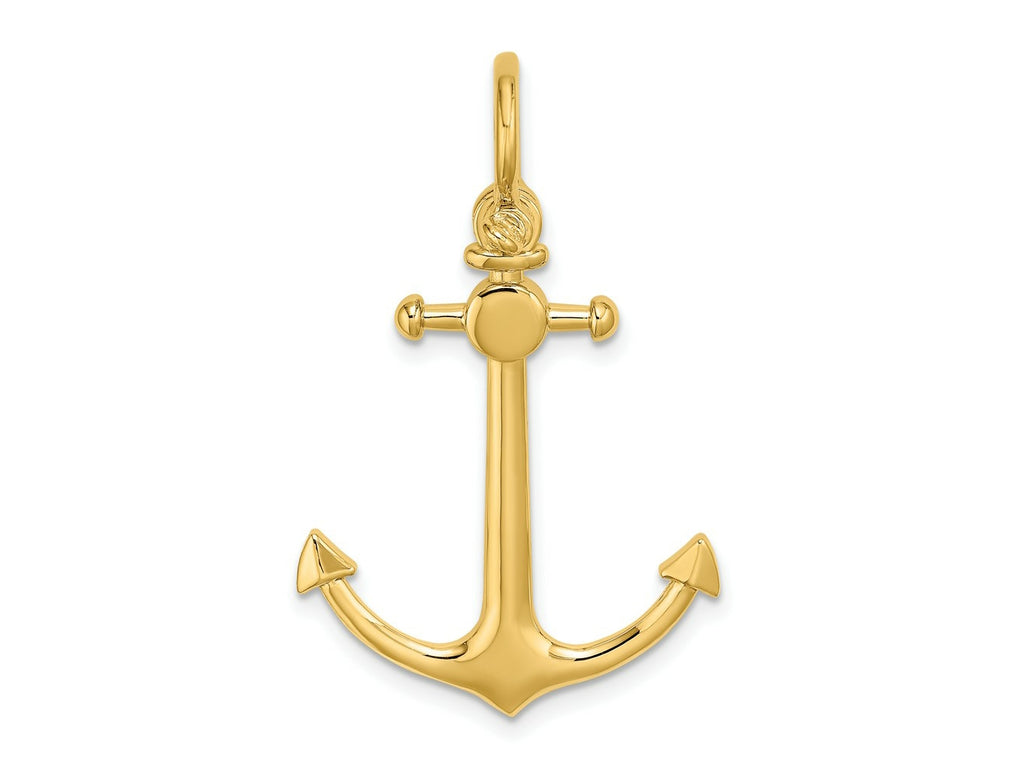 FJC Finejewelers 10 kt Yellow Gold 3-D Small Anchor with Shackle Bail Charm 37 x 22 mm