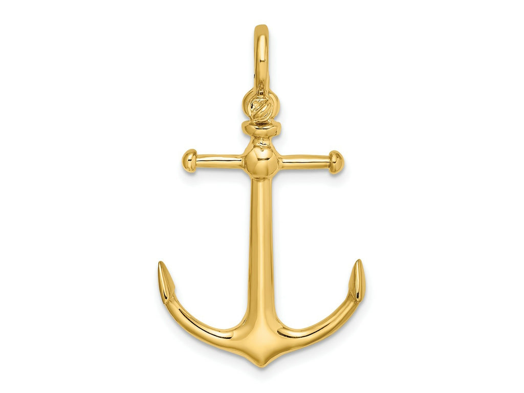 FJC Finejewelers 10 kt Yellow Gold 3-D Anchor with Shackle Bail Charm 34 x 20 mm
