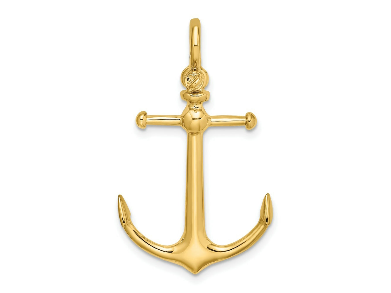 FJC Finejewelers 10 kt Yellow Gold 3-D Anchor with Shackle Bail Charm 34 x 20 mm