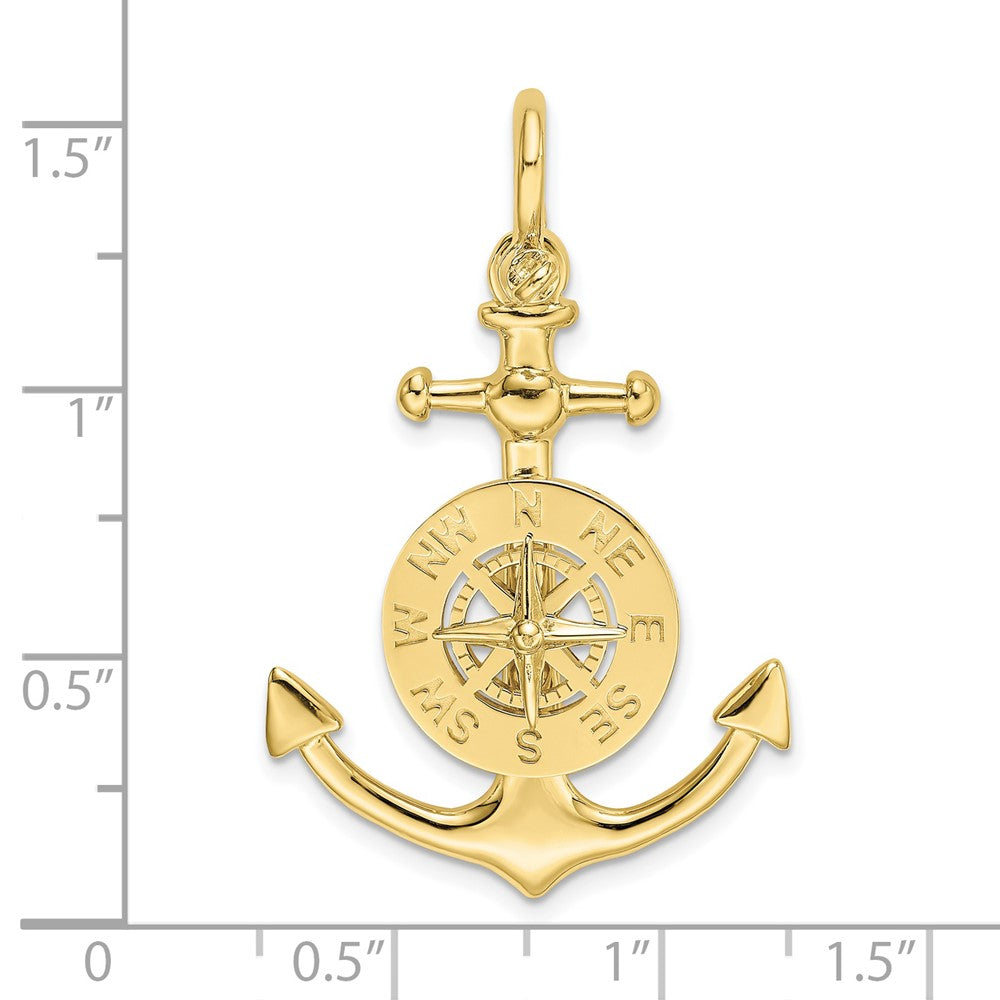 FJC Finejewelers 10 kt Yellow Gold 3-D Small Anchor with Nautical Compass Charm 45 x 23 mm