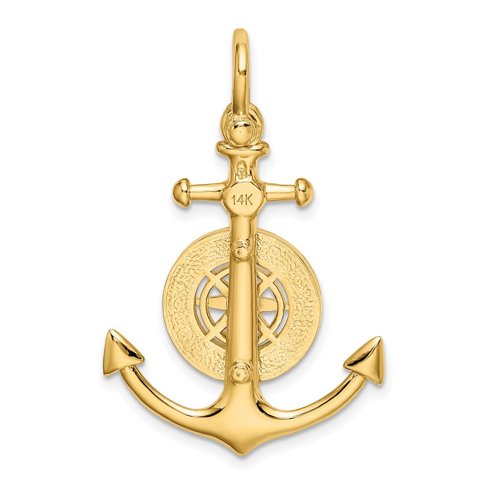 FJC Finejewelers 10 kt Yellow Gold 3-D Small Anchor with Nautical Compass Charm 45 x 23 mm