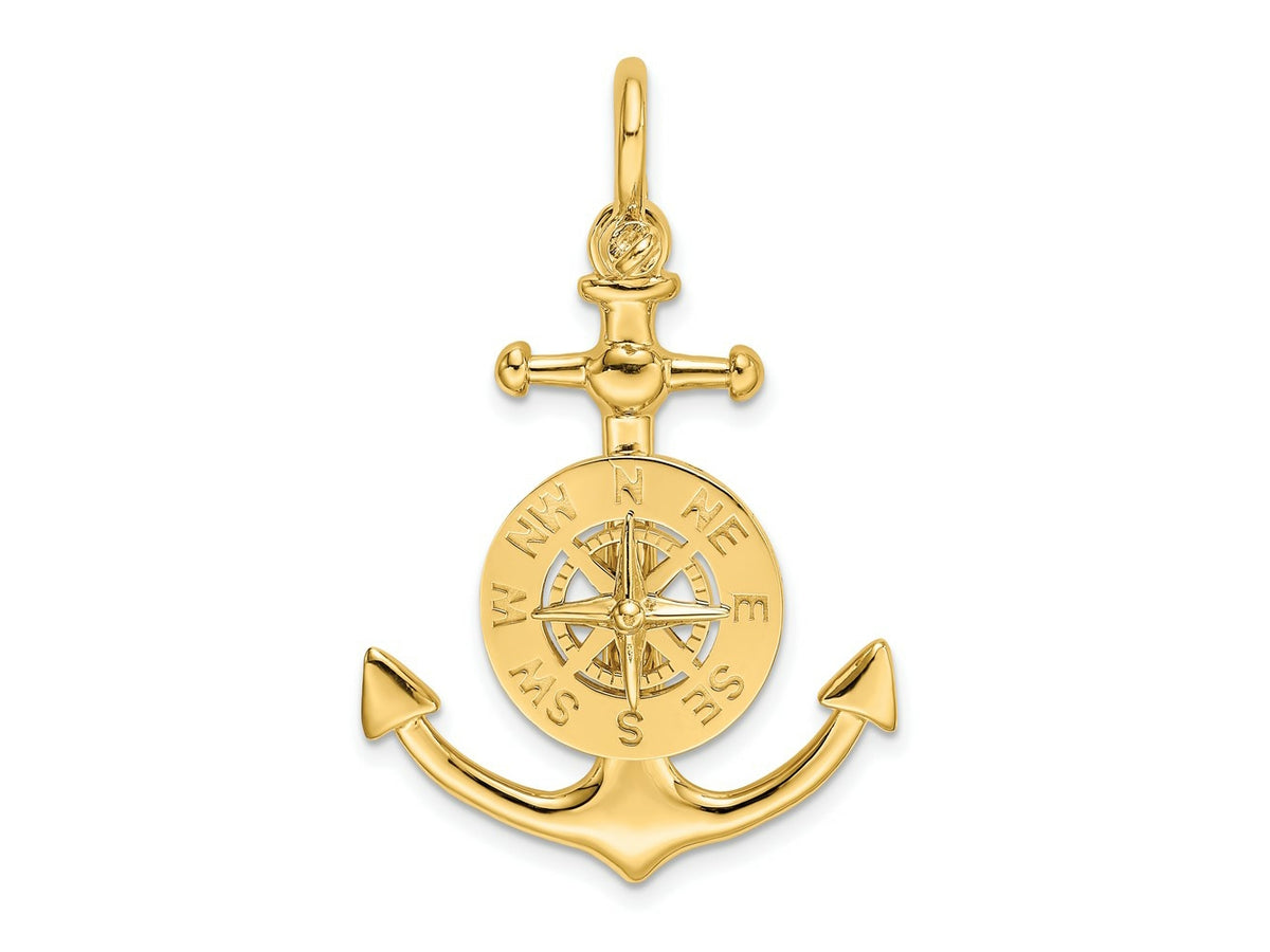 FJC Finejewelers 10 kt Yellow Gold 3-D Small Anchor with Nautical Compass Charm 45 x 23 mm