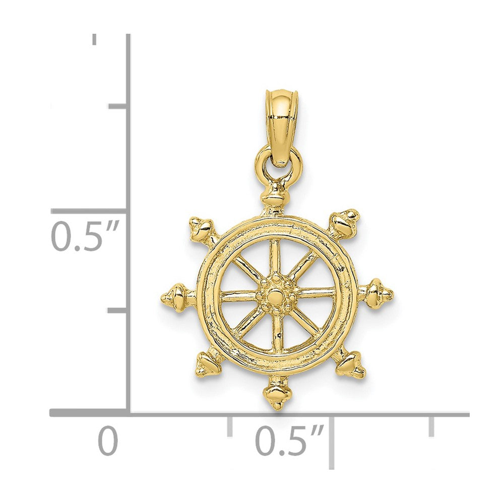 FJC Finejewelers 10 kt Yellow Gold 2-D Engraved Ship Wheel Charm 20 x 15 mm