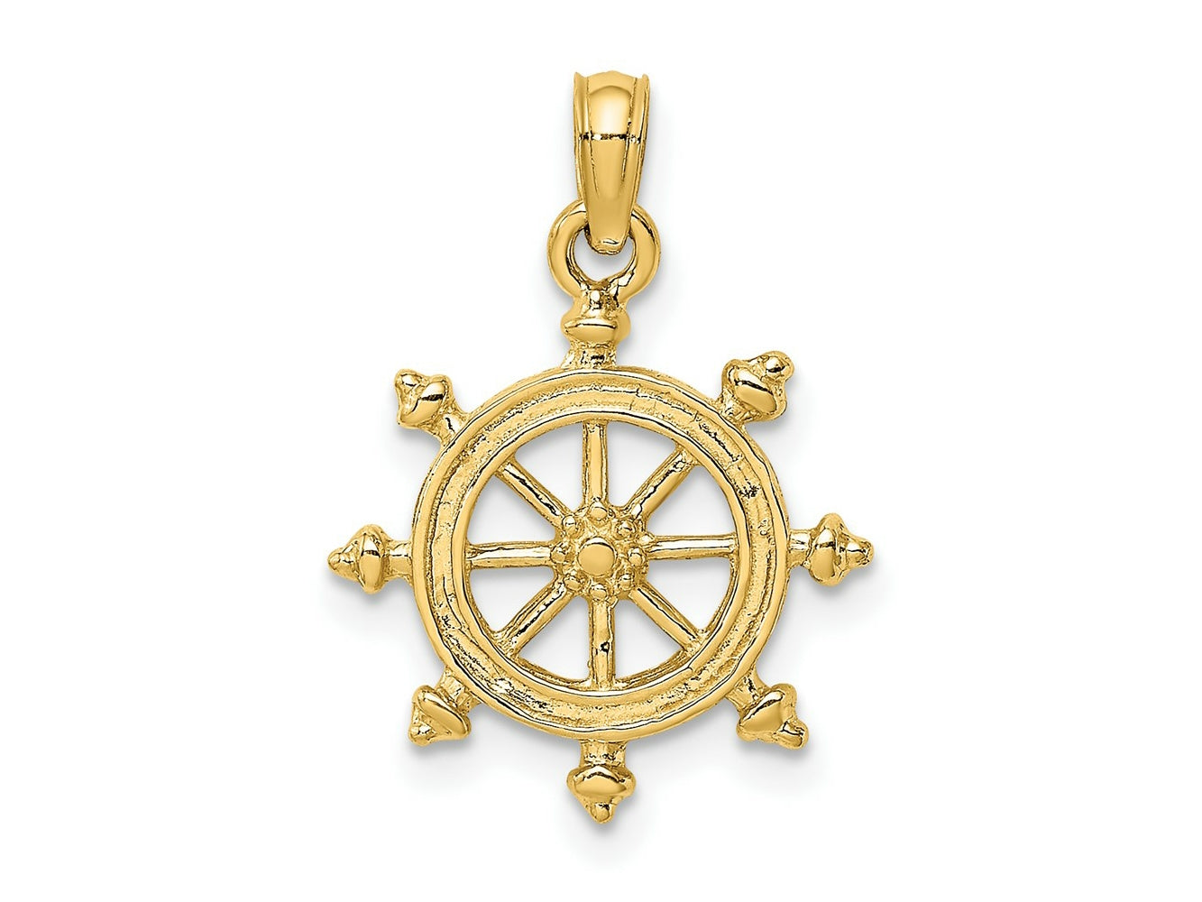 FJC Finejewelers 10 kt Yellow Gold 2-D Engraved Ship Wheel Charm 20 x 15 mm