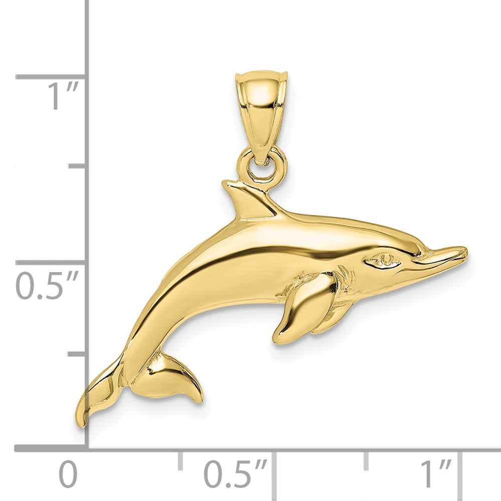 FJC Finejewelers 10 kt Yellow Gold 2-D and Polished Swimming Dolphin Charm 16 x 29 mm