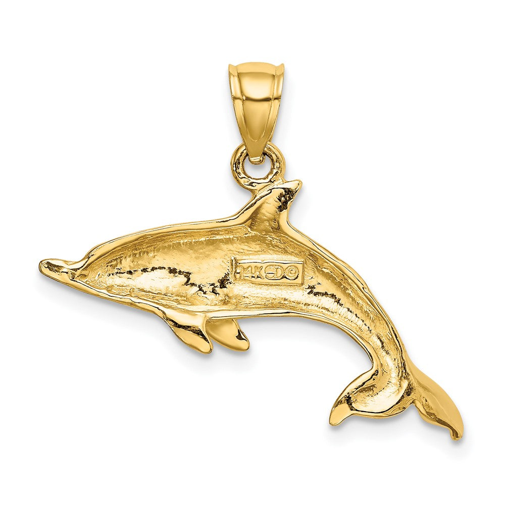FJC Finejewelers 10 kt Yellow Gold 2-D and Polished Swimming Dolphin Charm 16 x 29 mm