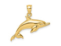 FJC Finejewelers 10 kt Yellow Gold 2-D and Polished Swimming Dolphin Charm 16 x 29 mm