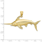 FJC Finejewelers 10 kt Yellow Gold 2-D Polished/Satin Swordfish Charm 23 x 57 mm