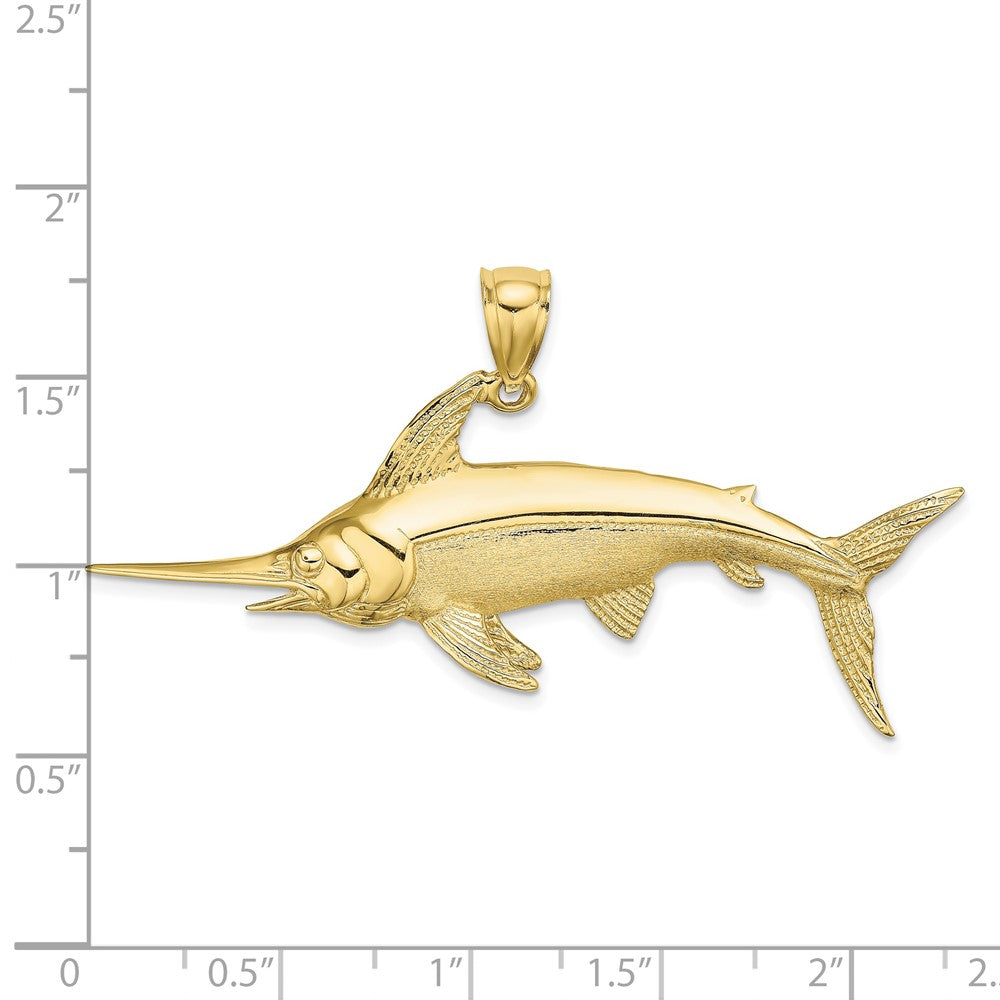 FJC Finejewelers 10 kt Yellow Gold 2-D Polished/Satin Swordfish Charm 23 x 57 mm