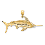 FJC Finejewelers 10 kt Yellow Gold 2-D Polished/Satin Swordfish Charm 23 x 57 mm