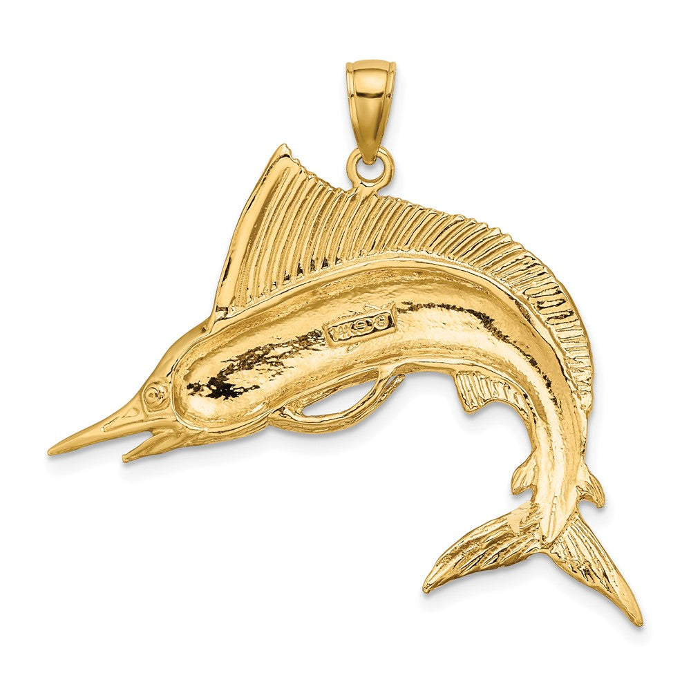 FJC Finejewelers 10 kt Yellow Gold 2-D Polished / Satin STRIPED MARLIN Charm 26 x 41 mm