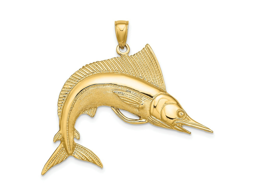 FJC Finejewelers 10 kt Yellow Gold 2-D Polished / Satin STRIPED MARLIN Charm 26 x 41 mm