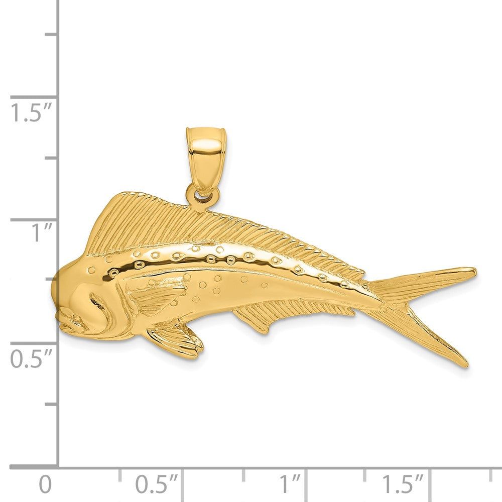 FJC Finejewelers 10 kt Yellow Gold 2-D Male Dorado (Mahi-Mahi) Charm 21 x 43 mm