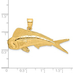FJC Finejewelers 10 kt Yellow Gold 2-D Male Dorado (Mahi-Mahi) Charm 21 x 43 mm