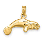 FJC Finejewelers 10 kt Yellow Gold 3-D Polished Swimming Manatee Charm 6 x 19 mm