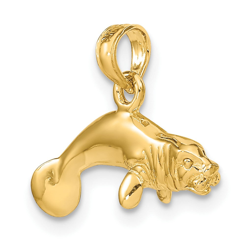FJC Finejewelers 10 kt Yellow Gold 3-D Polished Swimming Manatee Charm 6 x 19 mm