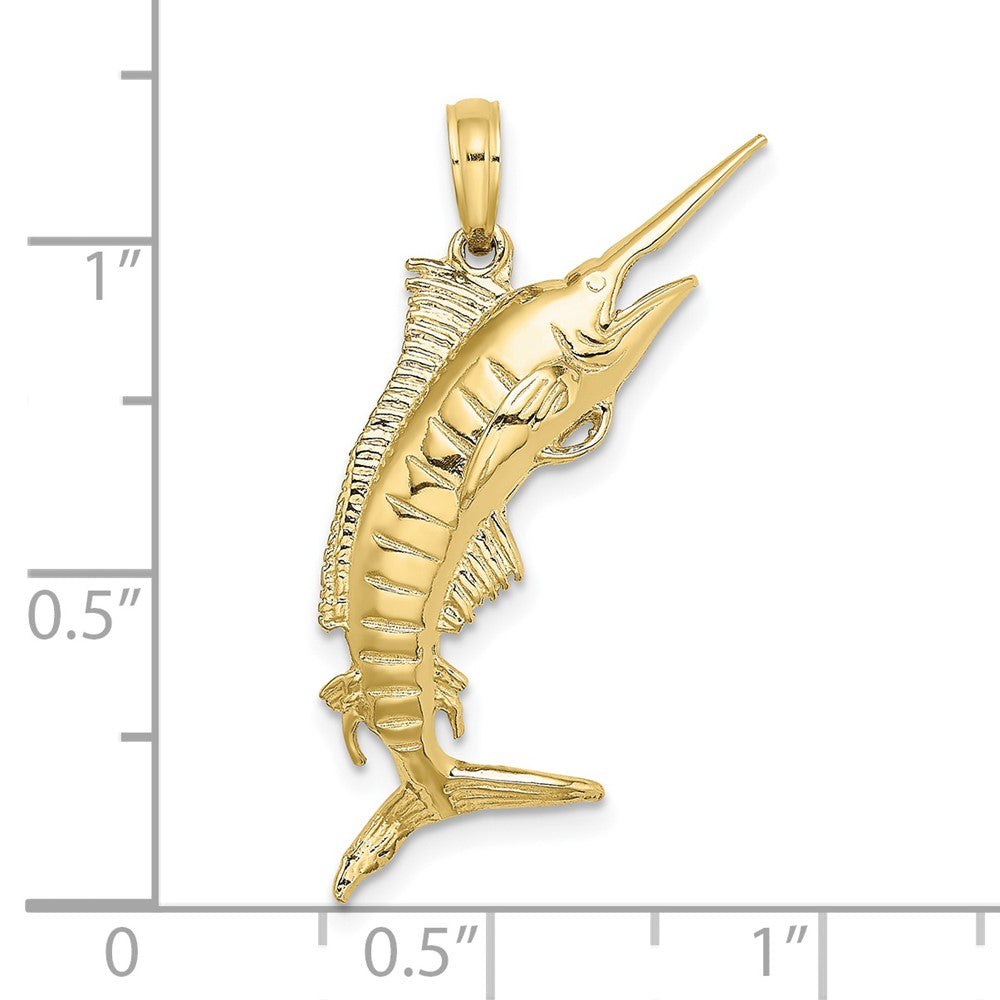 FJC Finejewelers 10 kt Yellow Gold 3-D Polished BLUE MARLIN Charm 34 x 12 mm
