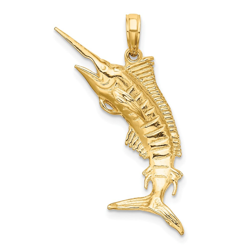FJC Finejewelers 10 kt Yellow Gold 3-D Polished BLUE MARLIN Charm 34 x 12 mm