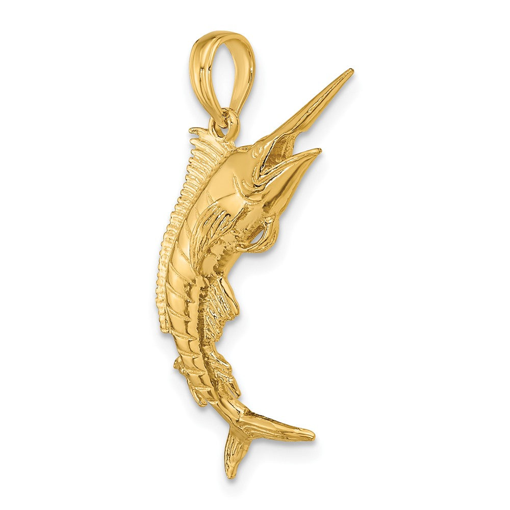 FJC Finejewelers 10 kt Yellow Gold 3-D Polished BLUE MARLIN Charm 34 x 12 mm