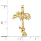 FJC Finejewelers 10 kt Yellow Gold 3-D Palm Tree W/Moveable Man Charm 21 x 15 mm