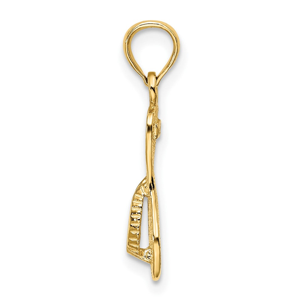FJC Finejewelers 10 kt Yellow Gold Textured Straps Single Flip-Flop Charm 19 x 6 mm
