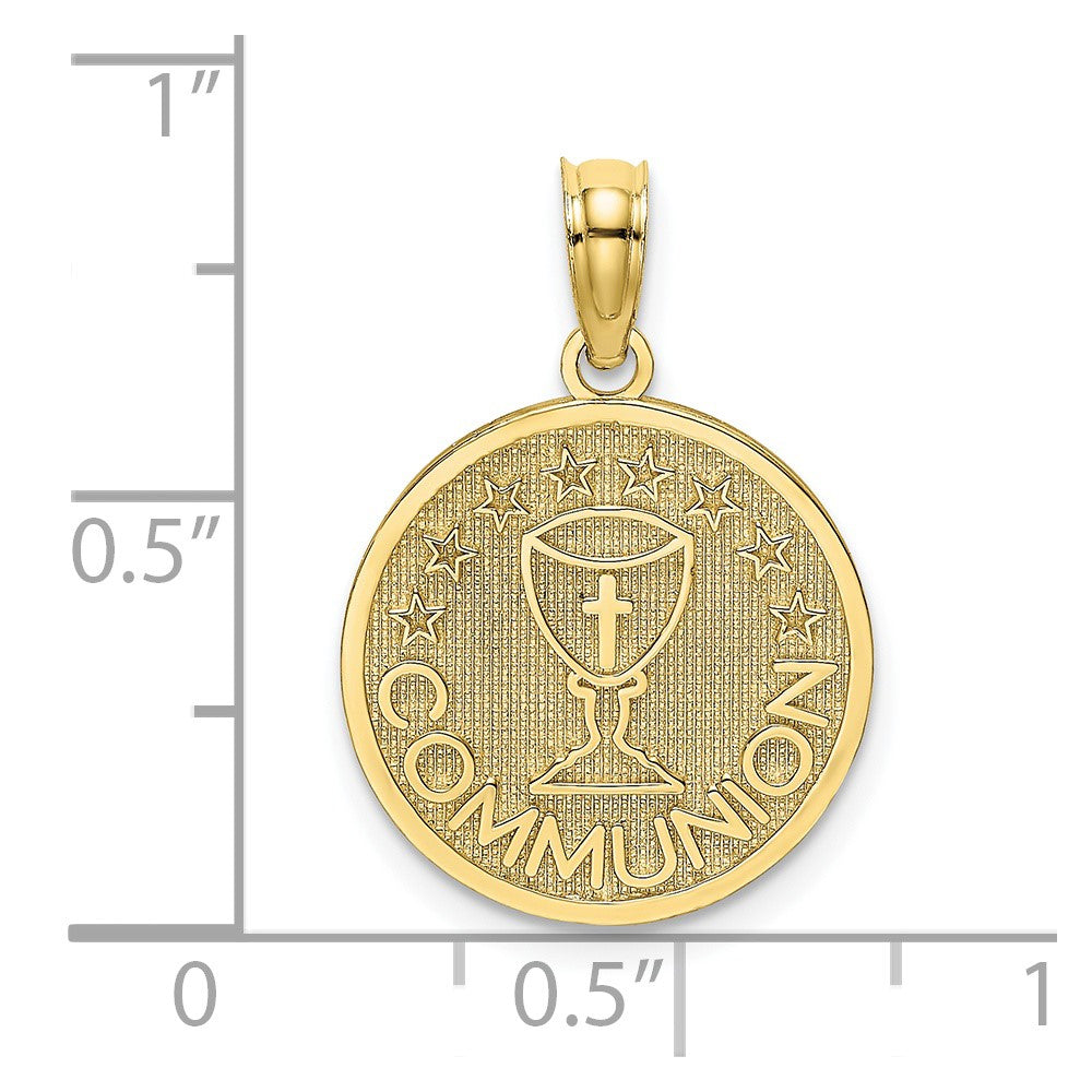 FJC Finejewelers 10 kt Yellow Gold Textured Communion Cup on Round Disc Charm 19 x 15 mm