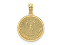 FJC Finejewelers 10 kt Yellow Gold Textured Communion Cup on Round Disc Charm 19 x 15 mm