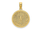 FJC Finejewelers 10 kt Yellow Gold Textured Communion Cup on Round Disc Charm 19 x 15 mm