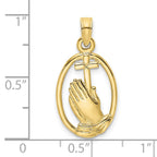 FJC Finejewelers 10 kt Yellow Gold Praying Hands and Cross In Oval Charm 21 x 12 mm