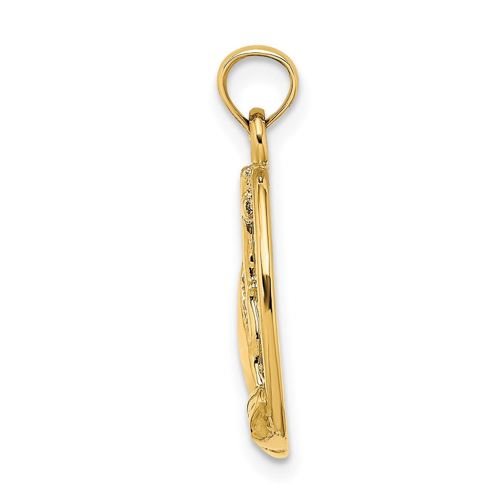 FJC Finejewelers 10 kt Yellow Gold Praying Hands and Cross In Oval Charm 21 x 12 mm