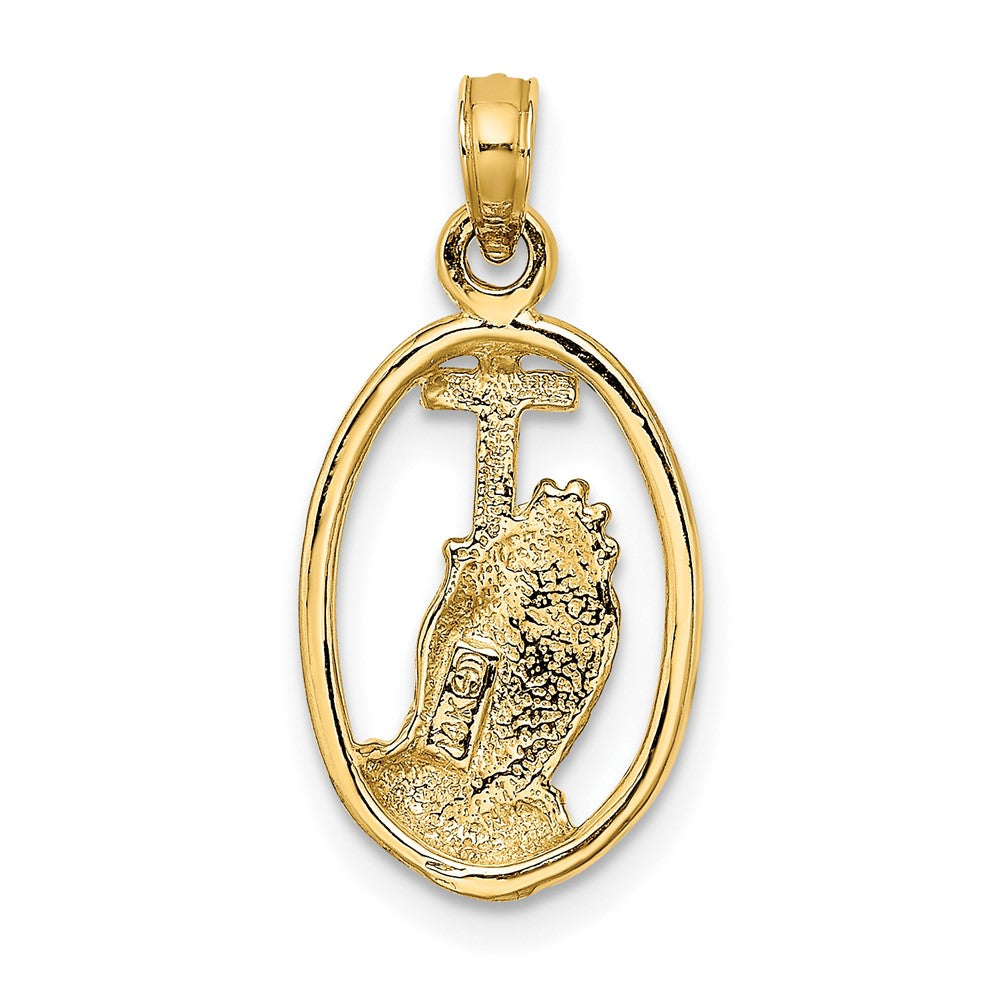 FJC Finejewelers 10 kt Yellow Gold Praying Hands and Cross In Oval Charm 21 x 12 mm