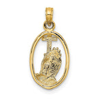 FJC Finejewelers 10 kt Yellow Gold Praying Hands and Cross In Oval Charm 21 x 12 mm