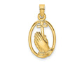 FJC Finejewelers 10 kt Yellow Gold Praying Hands and Cross In Oval Charm 21 x 12 mm