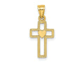 FJC Finejewelers 10 kt Yellow Gold Cut-Out Cross with Heart Charm 15 x 10 mm